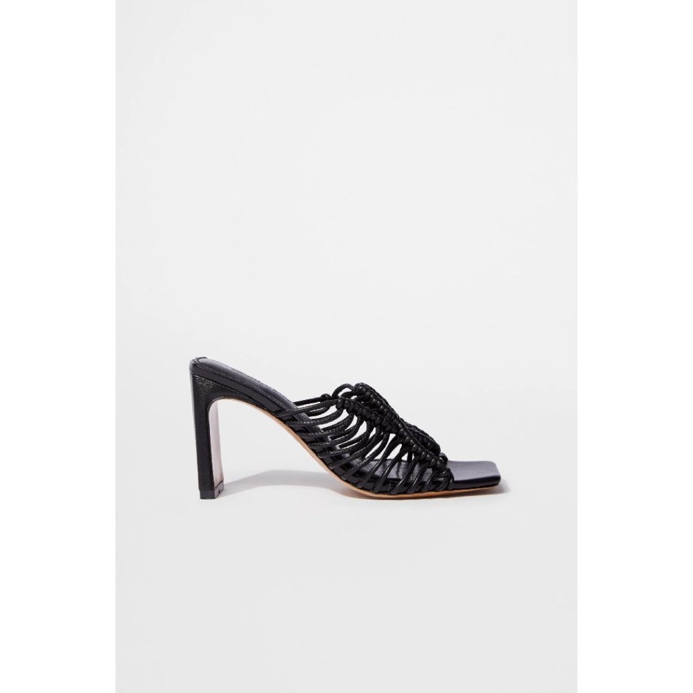 Jonathan Simkhai Audra Macrame Heeled Sandal in Black Size EU 36 | US 6 - Picture 3 of 12